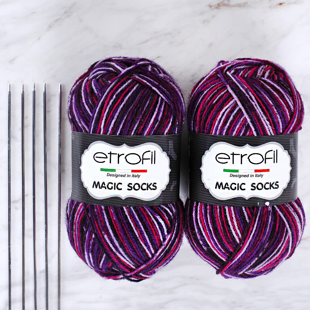 Etrofil Magic Socks Kit 2'li Yumak Ebruli Çorap Örgü İpi